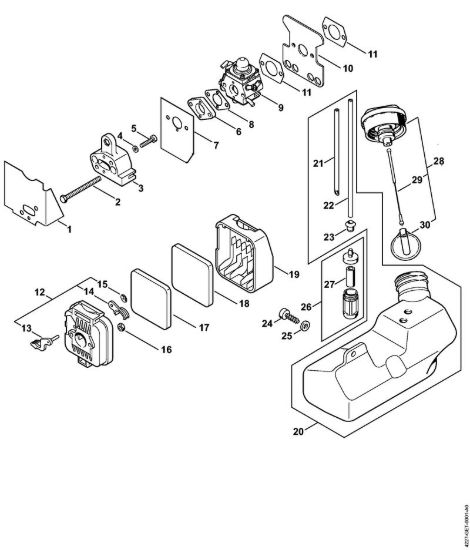 Filtro aria, serbatoio carburante Soffiatori (BG, BR) BG 75 della marca STIHL
