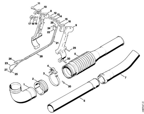 Tubo a soffietto, impugnatura di comando Soffiatori (BG, BR) BR 106 della marca STIHL