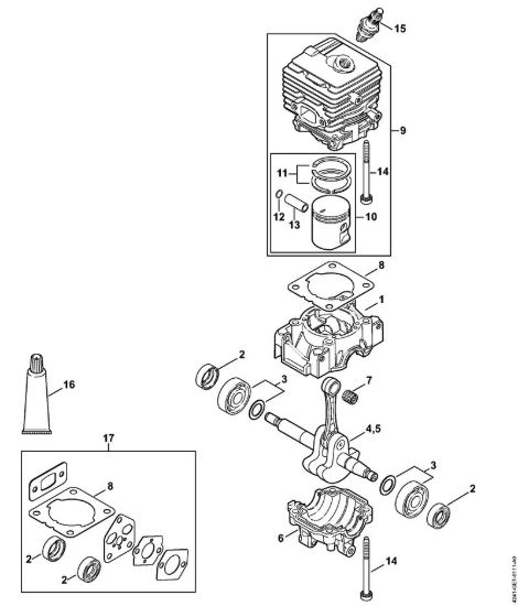 Carter albero a gomito, cilindro Soffiatori (BG, BR) BR 200 della marca STIHL