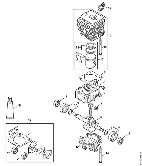 Carter albero a gomito, cilindro Soffiatori (BG, BR) BR 200-D della marca STIHL