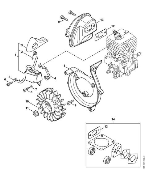 Impianto di accesione, silenziatore Soffiatori (BG, BR) BR 200-D della marca STIHL