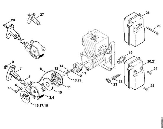 Dispositivo avviamento, silenziatore Soffiatori (BG, BR) BR 320 L della marca STIHL