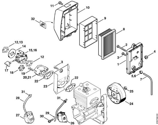 Filtro aria, impianto di accensione Soffiatori (BG, BR) BR 340 della marca STIHL