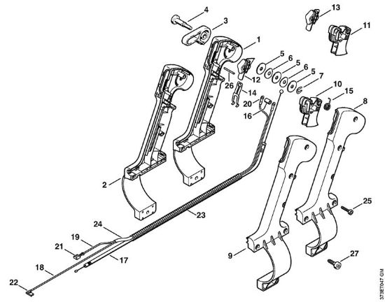 Impugnatura di comando Soffiatori (BG, BR) BR 380 della marca STIHL