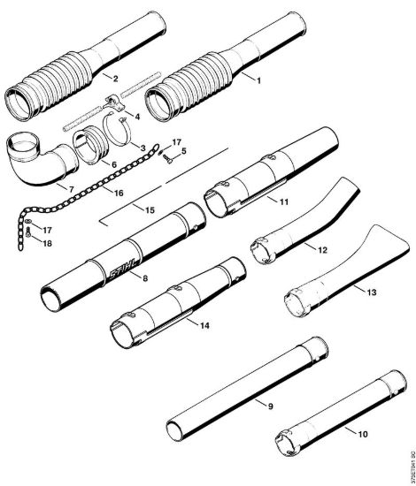 Tubo a soffietto, Tubo soffiatore Soffiatori (BG, BR) BR 380 della marca STIHL