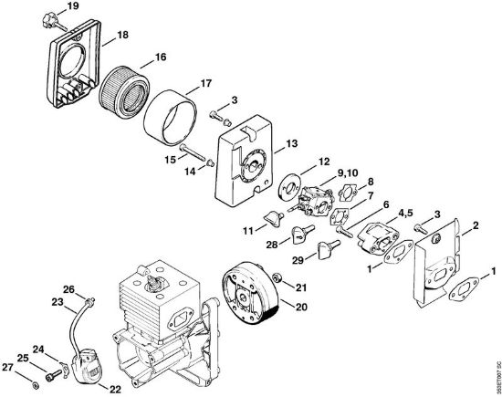 Filtro aria, impianto di accensione Soffiatori (BG, BR) BR 400 della marca STIHL