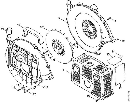 Carter soffiatore Soffiatori (BG, BR) BR 420 della marca STIHL