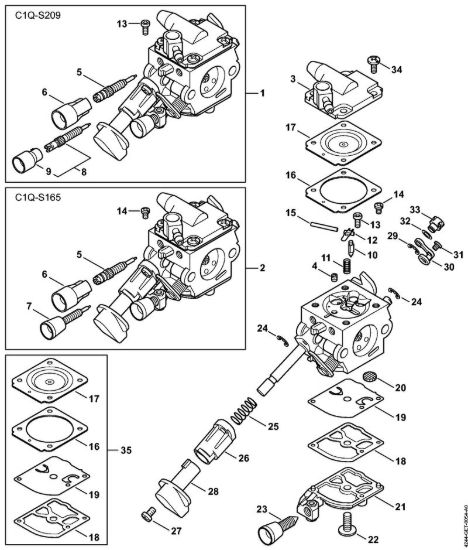 Carburatore C1Q-S209, C1Q-S165 Soffiatori (BG, BR) BR 430 della marca STIHL
