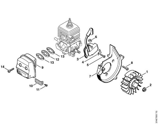 Impianto di accesione, silenziatore Soffiatori (BG, BR) BR 45 C della marca STIHL