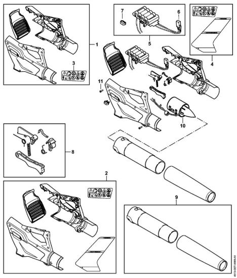 Corpo impugnatura, Accumulatore, Soffiante Soffiatori a batteria (BGA) BGA 45 della marca STIHL