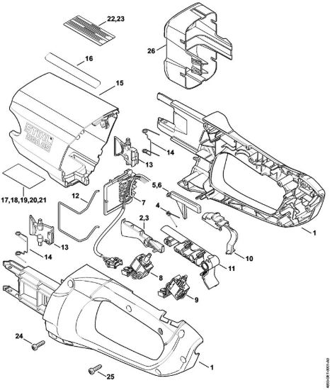 Corpo impugnatura, copertura Soffiatori a batteria (BGA) BGA 85 della marca STIHL