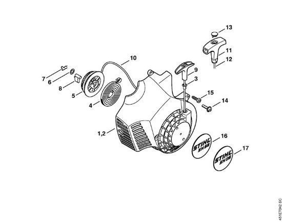 Dispositivo di avviamento Trituratori ad aspirazione (SH) SH 55 C Z KAT della marca STIHL