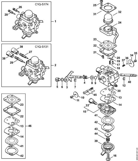 Carburatore C1Q-S174, C1Q-S131 Tosasiepi (HL) HL 100 K della marca STIHL