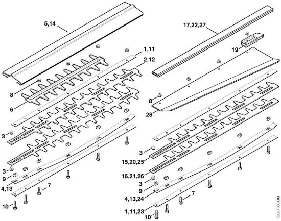 Dispositivo di taglio 550 mm, 700 mm, 1000 mm Tagliasiepi (HS) HS 74 della marca STIHL