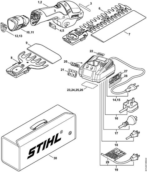 Gruppo motore, Accumulatore, Carica-batterie Tagliasiepi a batteria (HSA) HSA 25 della marca STIHL