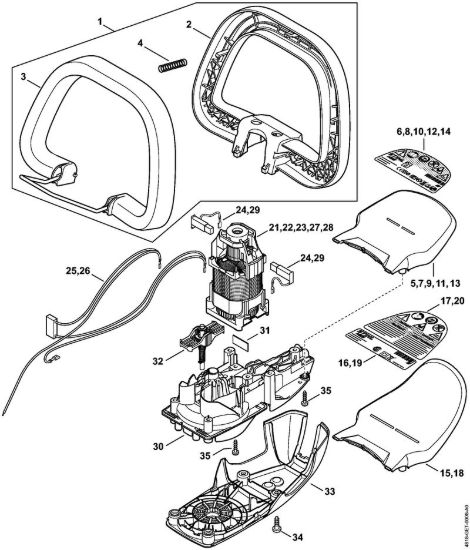 Impugnatura ad archetto, Elettromotore, Scatola riduttore Tagliasiepi elettriche (HSE) HSE 52 della marca STIHL