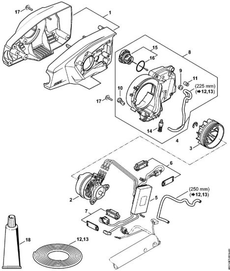 Carcassa motore, elettromotore, pompa olio Sramatori lunghi a batteria (HTA) HTA 85 della marca STIHL