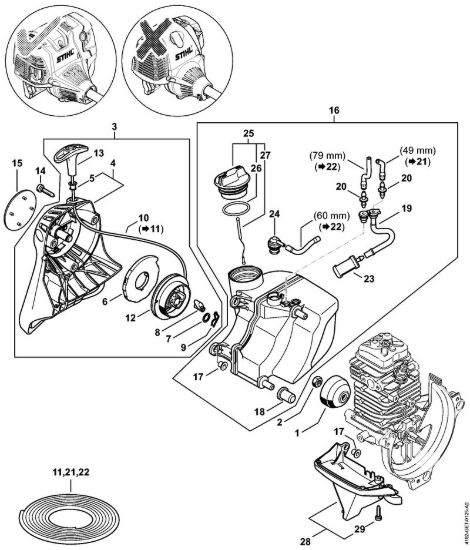 Dispositivo di avviamento, serbatoio carburante Sramatori telescopici (HT) HT 132 della marca STIHL