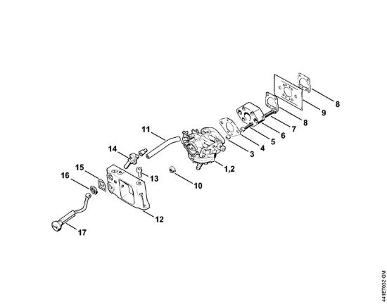 Carburatore, adapter Troncatrici (TS) TS 350 AVE della marca STIHL