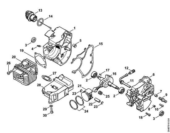 Carter albero a gomito, cilindro Apparecchi speciali (PC, SP, MC) MC 200 della marca STIHL