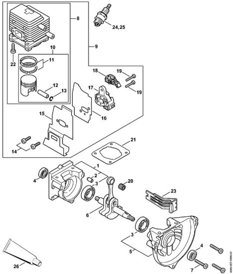 Carter albero a gomito, cilindro Apparecchi speciali (PC, SP, MC) PC 70 della marca STIHL