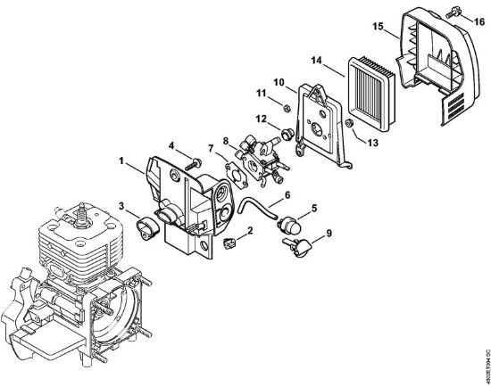 Corpo carburatore, filtro aria Apparecchi speciali (PC, SP, MC) SP 481 della marca STIHL