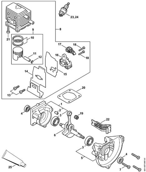 Carter albero a gomito, cilindro Apparecchi speciali (PC, SP, MC) SP 81 della marca STIHL