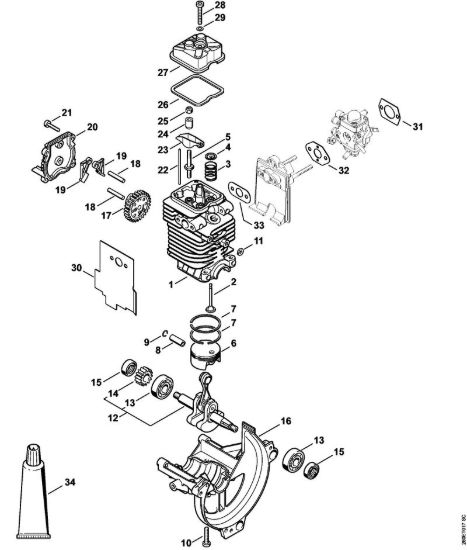 Gruppo propulsore à˜ 38 mm Apparecchi speciali (PC, SP, MC) SP 90 della marca STIHL