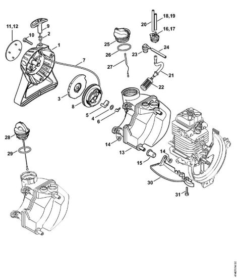 Dispositivo di avviamento, serbatoio carburante Apparecchi speciali (PC, SP, MC) SP 90 T della marca STIHL