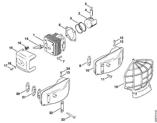 Cilindro, pistone Atomizzatori (SR) BG 17 della marca STIHL