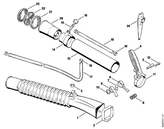 Tubo a soffietto, impugnatura di comando Atomizzatori (SR) BG 17 della marca STIHL