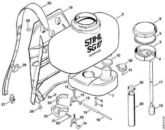 Serbatoio con serbatoio, dorsale Atomizzatori (SR) SG 17 della marca STIHL