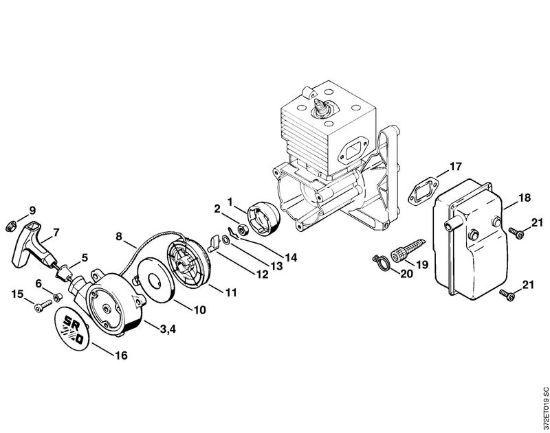 Dispositivo avviamento, silenziatore Atomizzatori (SR) SR 340 della marca STIHL