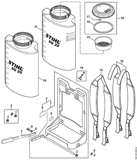 Telaio, Serbatoio Spruzzatori (SG) SG 20 della marca STIHL