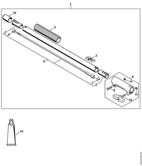 Prolunga dello stelo 0,5 m HL-KM 0°, HL-KM 135°, HT-KM, SP-KM Motori Kombi (KM) KM 111 R della marca STIHL