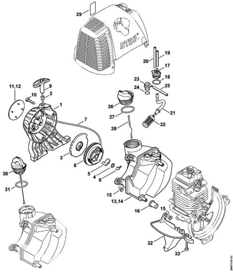 Dispositivo di avviamento, serbatoio carburante Motori Kombi (KM) KM 130 R della marca STIHL