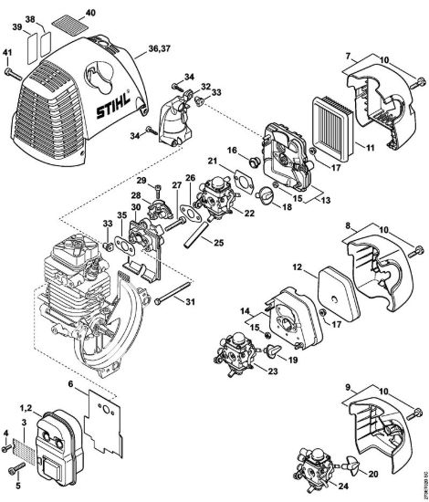 Silenziatore, filtro aria Motori Kombi (KM) KM 130 R della marca STIHL