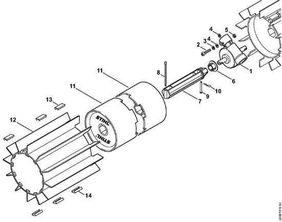 Riduttore, spazzatrice a spazzola rotanti Spazzatrice a spazzola rotanti (KW) KW 85 della marca STIHL