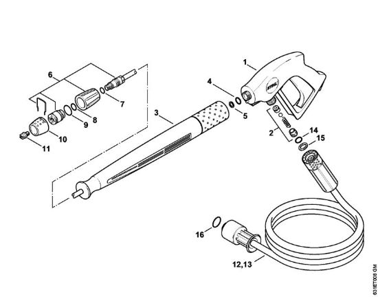 Pistola, tubo nebulizzatore Idropulitrice a benzina (RB) RB 301 della marca STIHL