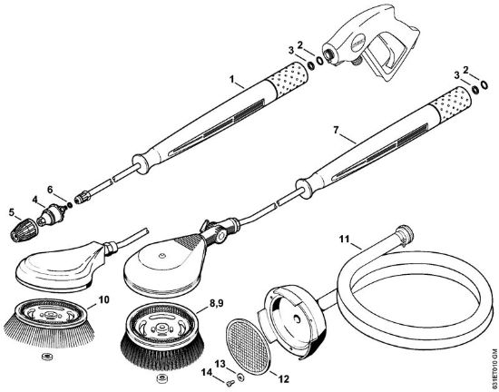 Ugello rotore, spazzola di lavaggio rotativa, tubo flessibiledi aspirazione Idropulitrice a benzina (RB) RB 301 della marca STIHL