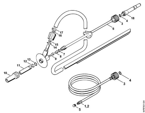 Corredo di pulizia tubo, Dispositivo per getto di sabbia a umido Idropulitrice a benzina (RB) RB 302 della marca STIHL