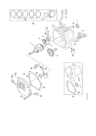 Picture of Carter albero a gomito, pistone, Albero a gomito, Sistema di lubrificazione RB 400 Dirt Boss