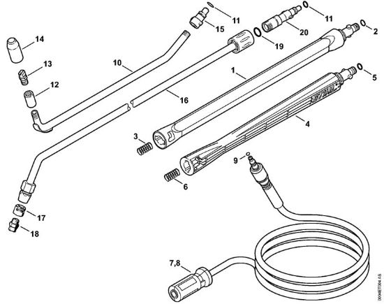 Tubo spruzzatore, Tubo flessibile alta pressione    06/2019 Idropulitrice elettrica (RE) RE 109 della marca STIHL
