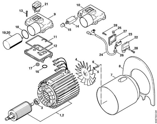 Elettromotore, scatola interruttore Idropulitrice elettrica (RE) RE 115 K della marca STIHL