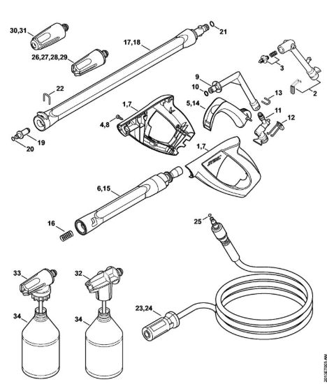 Pistola, tubo nebulizzatore Idropulitrice elettrica (RE) RE 119 della marca STIHL