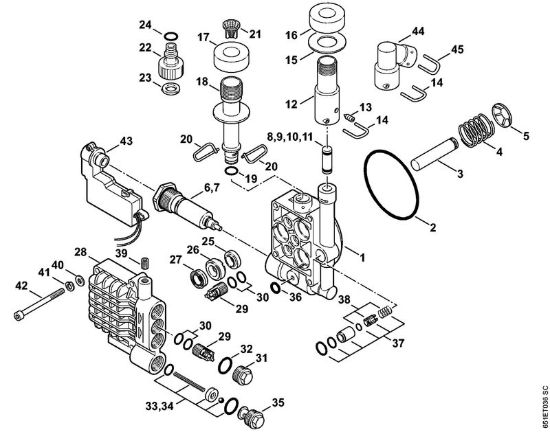 Corpo pompa, blocco valvole Idropulitrice elettrica (RE) RE 128 PLUS della marca STIHL