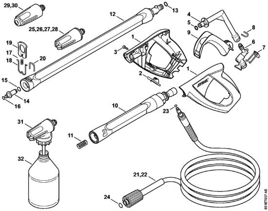 Pistola, tubo nebulizzatore Idropulitrice elettrica (RE) RE 128 PLUS della marca STIHL