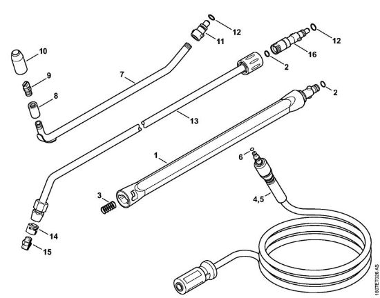 Tubo spruzzatore, Tubo flessibile alta pressione    06/2019 Idropulitrice elettrica (RE) RE 143 della marca STIHL
