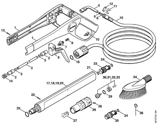 Pistola, tubo nebulizzatore Idropulitrice elettrica (RE) RE 160 K della marca STIHL