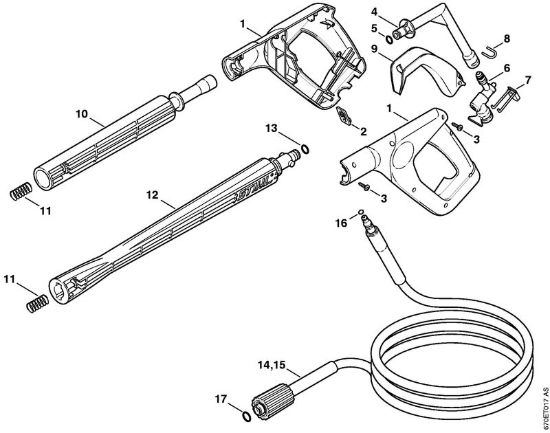 Pistola, tubo nebulizzatore Idropulitrice elettrica (RE) RE 161 K della marca STIHL